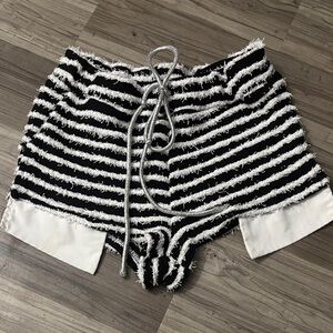 Black and White Striped Women Shorts